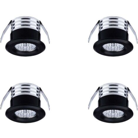 4er Set Mini Einbaustrahler LED 3W Warmweiß Schwarz