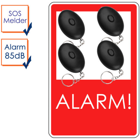 4er-Set Mini-Taschenalarm Überfallalarm SOS-Notruf Personen-Alarm 85dB