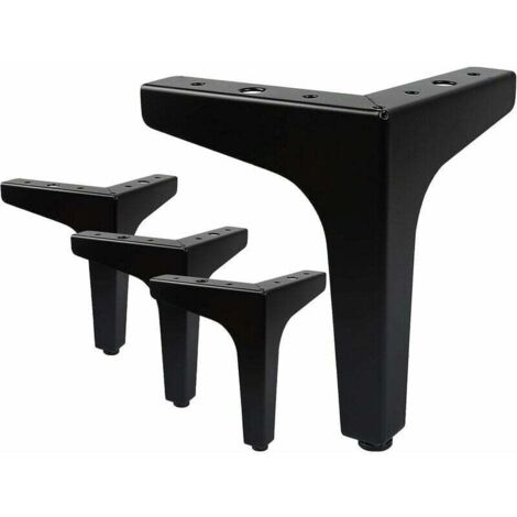 4er-Set Möbelbeine, 10 cm moderne dreieckige Tischbeine aus Metall, Haarnadel-Möbelbeine für Schrank, Sofa, mit 16 Schrauben und 4 Fußschonern, Schwarz