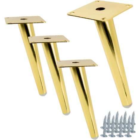 4er-Set Möbelbeine, goldener schräger Stift, Höhe 18 cm