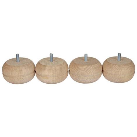 4er-Set Möbelfüße mit Kugelgelenk, Rohbuche, Weiß/Beige, 5 cm Cime