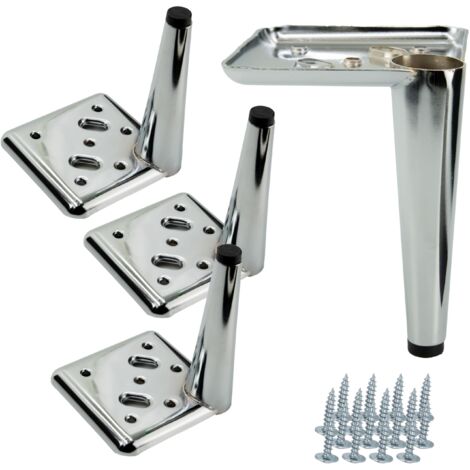 4er-Set Möbelfüße, silber verchromt, Höhe 13 cm