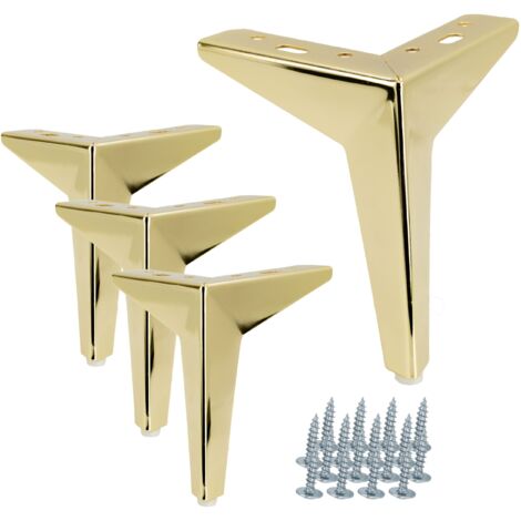 4er Set Möbelfüße Star Gold Chrom Höhe 15 cm