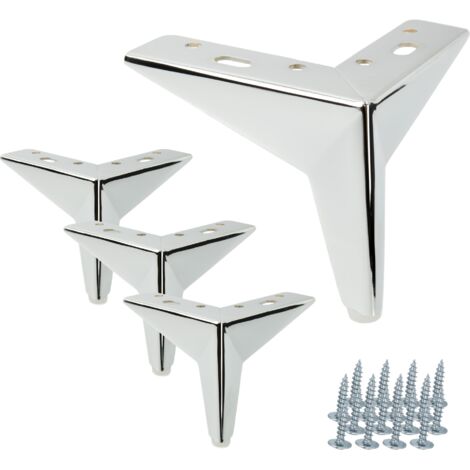 4er Set Möbelfüße Star Silber Chrom Höhe 10 cm