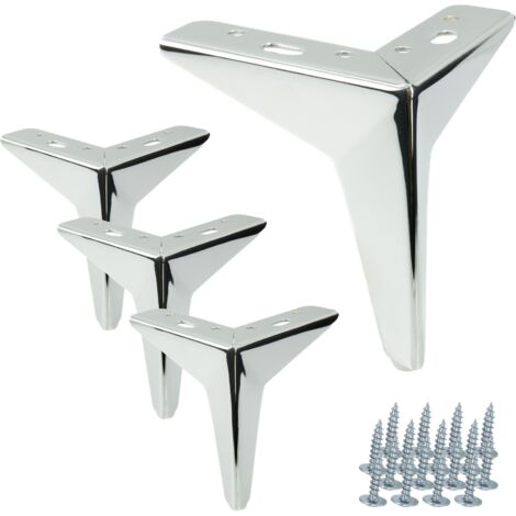 4er Set Möbelfüße Star Silber Chrom Höhe 13 cm