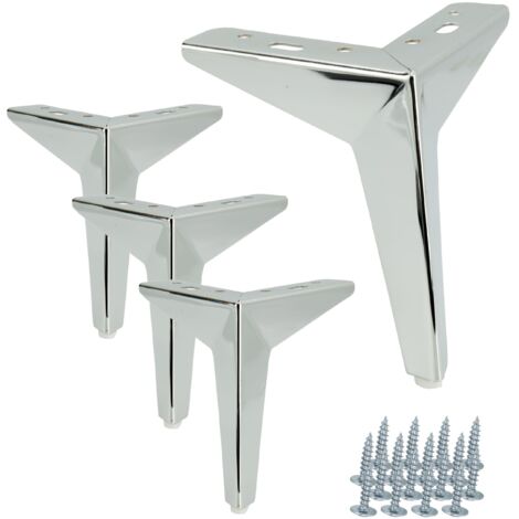 4er Set Möbelfüße Star Silber Chrom Höhe 15 cm