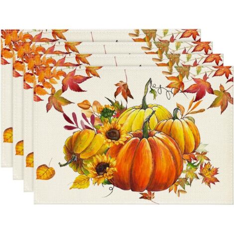4er-Set Platzsets mit Ahornblattmuster – 30 x 45 cm – Waschbar – Party-Tischsets