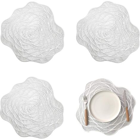 4er-Set Platzsets, waschbar, rutschfest, hitzebeständig, PVC, silberfarben