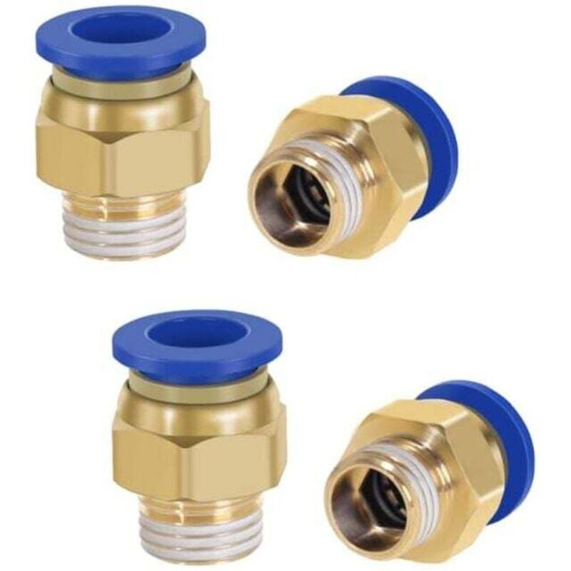 Image of 4er Set Pneumatikverschraubungen 1/4" bis 12 mm - Für Druckluftanschluss - Industriequalität