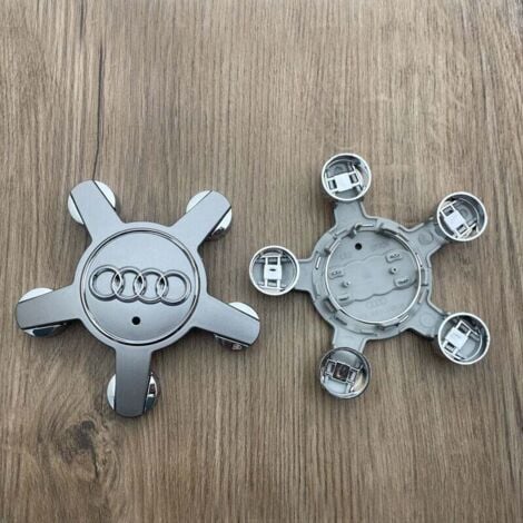 DEBUNS 4er-Set Radkappen 4F0601165N Rademblem, für 135mm Radkappen für Audi (Grau)