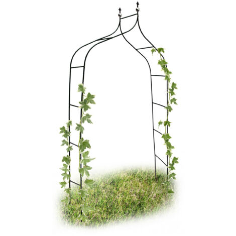 4er Set Rankbogen Metall geschwungen 240 cm, royaler Rosenbogen mit Spitze, Rankhilfe und Gartendeko für Draußen, grün