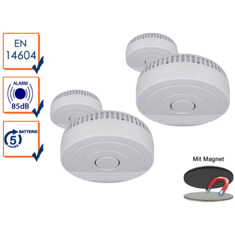 4er Set Rauchmelder mit 5 Jahres Batterie + Magnetklebe-Kit  EN14604