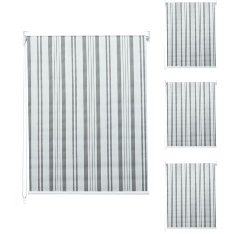 4er-Set Rollo HHG-474, Fensterrollo Seitenzugrollo Jalousie, 120x230cm Sonnenschutz blickdicht grau/weiß