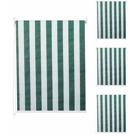 4er-Set Rollo HHG-474, Fensterrollo Seitenzugrollo Jalousie, 120x230cm Sonnenschutz blickdicht grün/weiß