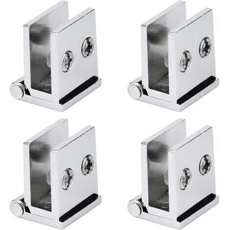 4er-Set Scharniere für Glastüren, Öffnungswinkel 0°, Klemmscharniere für Küchenmöbel, Vitrinen, Duschen, für Glas mit einer Dicke von 5 mm