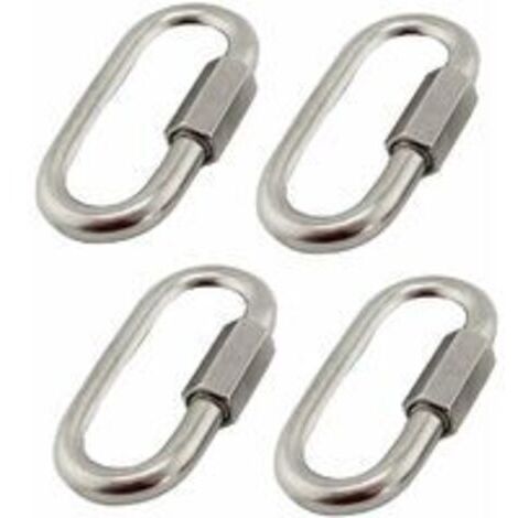 4er-Set Schnellverbinder M6/0,24 aus Edelstahl 304, Edelstahl-Karabiner mit ovalen D-förmigen Schrauben, sehr langlebig für Outdoor/Indoor, Camping und Wandern