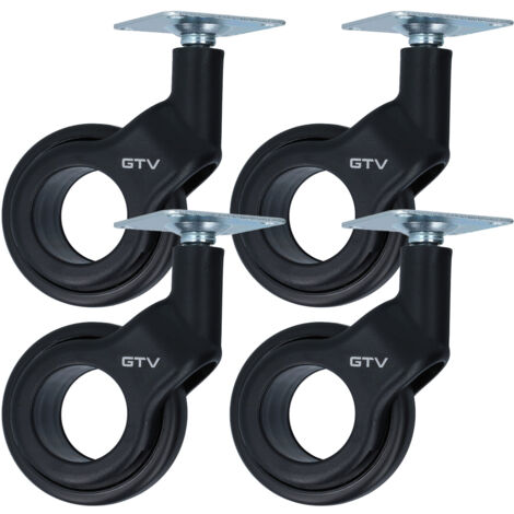 4er Set Schrankrolle Schwarze moderne Möbelrolle Ø60mm Kunststoffrolle Lenkrolle