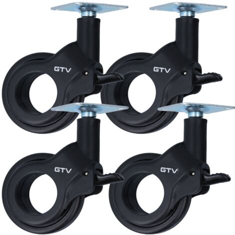 4er Set Schwarze moderne Möbelrolle Ø 60mm Kunststoffrolle Lenkrolle mit Bremse