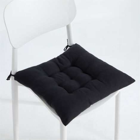 4er Set Sitzkissen 40x40 cm mit Haltebändern für den Innen- und Außenbereich, schwarz