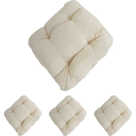 4er-Set Sitzkissen Milano, Stuhlkissen Kissen, 41x38x8cm creme