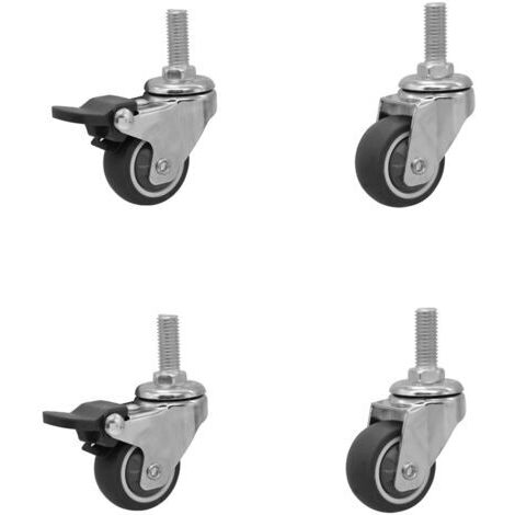 4er-Set Slip-Rollen mit Bolzen, Durchmesser 50mm, Stahl und Kunststoff, grauer Kunststoff
