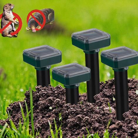 ONEVER Maulwurf Vertreiber - 4 Pack Maulwurfschreck Solar Wühlmausschreck  Solar Maulwurfschreck Maulwurfvertreiber Maulwurf-abwehr Maulwurf  Vertreiber