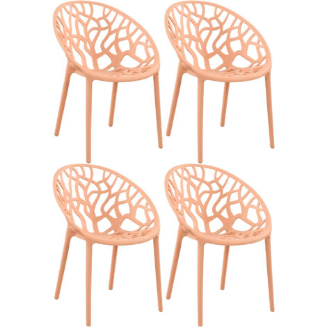 4er Set Stapelbare Gartenstühle Hope pfirsich