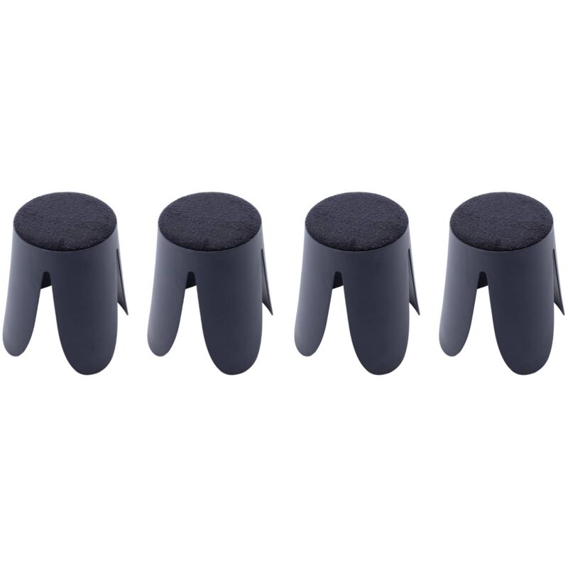 Sweeek - 4er Set Stapelbare Hocker, Strukturierter Bouclébezug