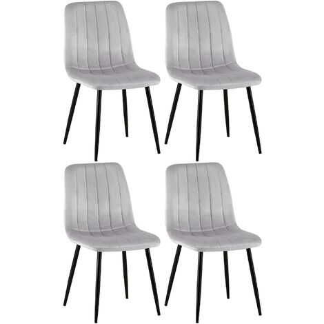 4er Set Stühle Dijon grau Samt