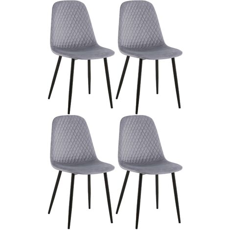 4er Set Stühle Giverny grau Samt