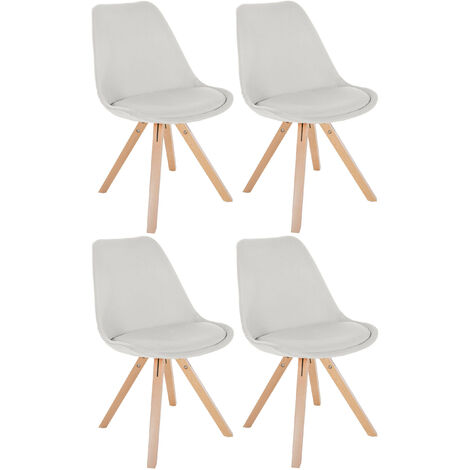 4er Set Stühle Sofia Stoff creme natura (eckig)