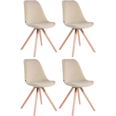 4er Set Stühle Toulouse Samt Rund creme natura