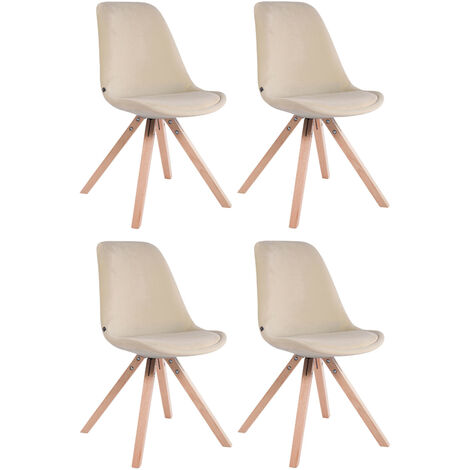 4er Set Stühle Toulouse Samt Square creme natura