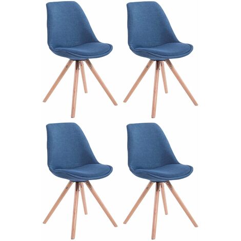 4er Set Stühle Toulouse Stoff Rund-blau-Natura