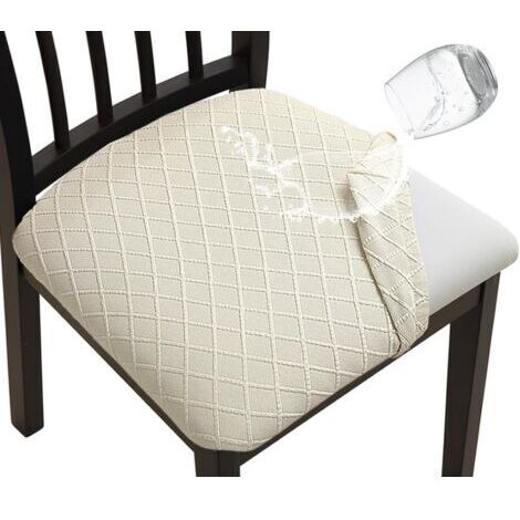4er-Set Stuhlhussen – wasserabweisendes TPU-Laminat – abnehmbar und waschbar – für Küche, Esszimmer, Hotel, Hochzeit – Beige