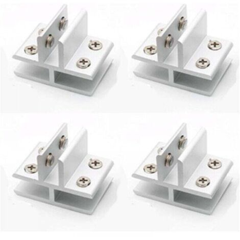 4er Set T-Glasklemmen mit Glashalter zur Befestigung an 3 Seitenteilen, Dusche, Tischen, Paneelen, 10-12 mm