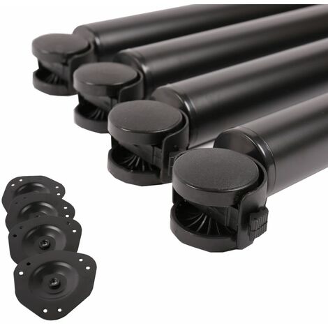 4er Set Tischbeine auf Rollen Tischfuss rollbar 710mm mit Feststellbremse Schwarz