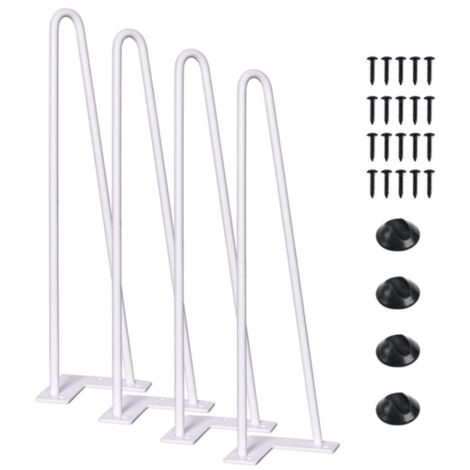 4er Set Tischbeinhalterung,Möbelfüße,Möbelbein,Tischbeine,Hairpin Leg, Haarnadelbeine,Tischgestell,Tischbeine aus Stahl,für Tische,DIY Tischbeine, Weiß,41cm Höhe(Stil 2)