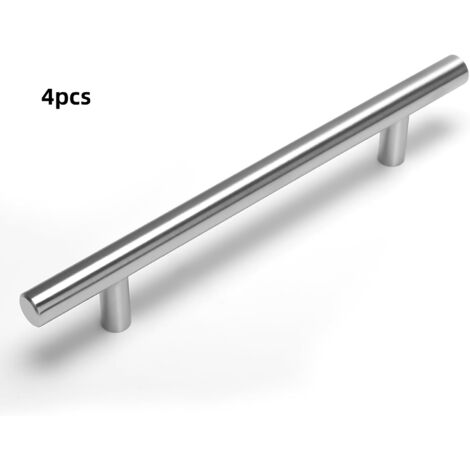 4er Set Türgriffe aus Edelstahl (400 x 10 x 32 mm), Schubladengriffe für Küchenmöbel, Achsabstand 256 mm
