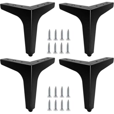 4er-Set Ulisem Möbelfüße aus schwarzem Metall, 15 cm hoch, robust für Sofas, Couchtische und Beistelltische. Montage oder Austausch