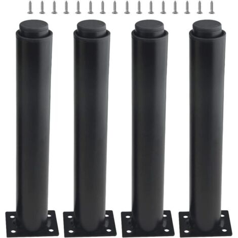 4er-Set verstellbare Metallmöbelfüße – Verstärkter Stahl – Einbrennlackierung – Rost- und korrosionsbeständig – 25–42 cm, schwarz