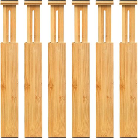 4er-Set verstellbare Schubladeneinsätze aus Bambus, erweiterbarer Schubladenorganizer für Küche, Schlafzimmer, Badezimmer, Kommode und Büro