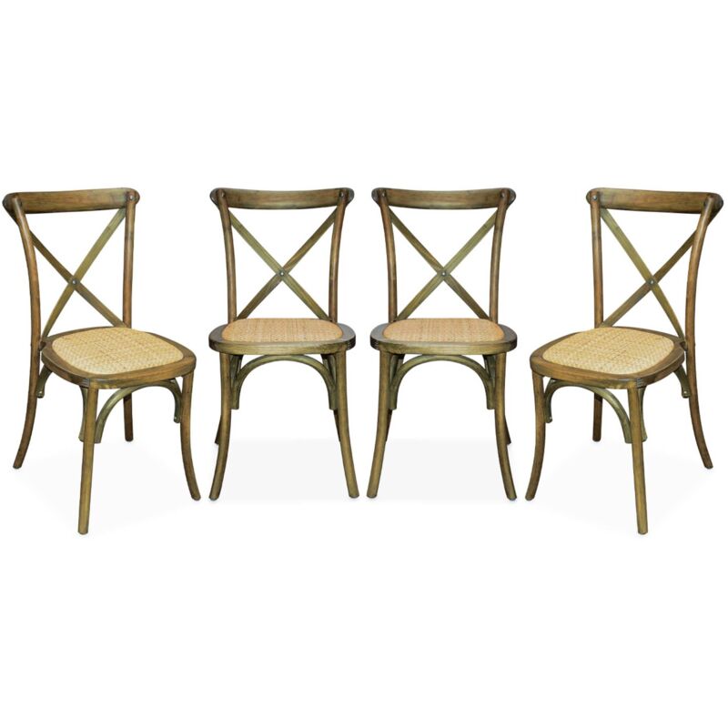 Sweeek - 4er-set Vintage Bistrostuhl Aus Holz