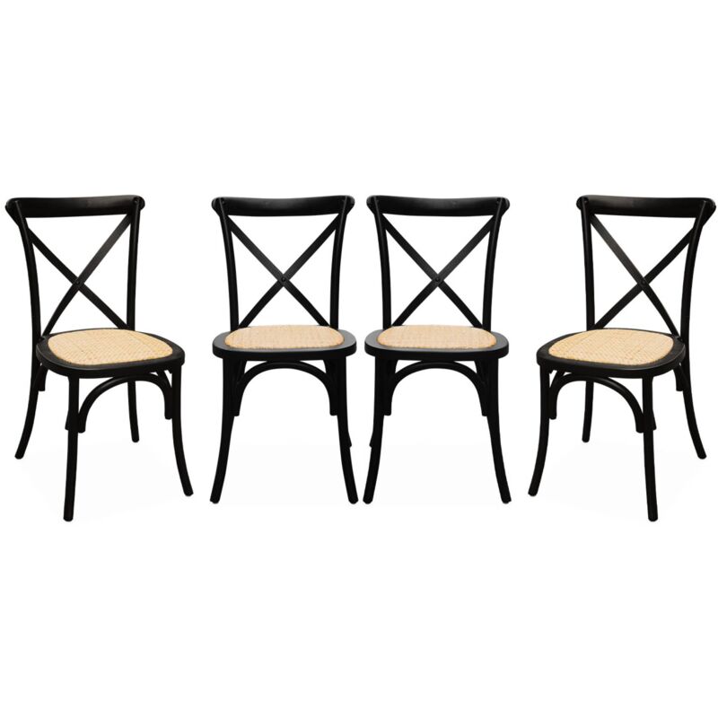 Sweeek - 4er-set Vintage Bistrostuhl Aus Holz