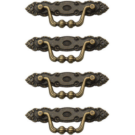4er-Set Vintage-Schubladengriffe aus klassischer Bronze, Zinklegierung, mit 8 M2-Schrauben für Möbel