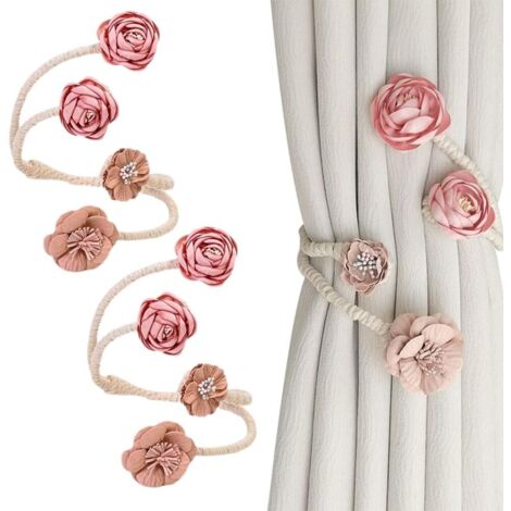 4er-Set Vorhang-Raffhalter – Twist-Design – Mädchenzimmer-Dekor – Vorhangband und Raffhalter