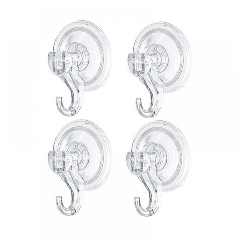 4er-Set Wand-Saughaken, Badezimmer-Haken, Teller, Handtuchhalter, Krone, Bademantel, Mantel, Geschirrtuch, transparenter Kunststoff, Küchen-/Büroutensilien, leistungsstarker Halter, weiß