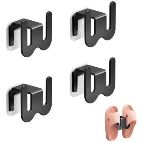 4er-Set Wand-Schuhregale – Platzsparende Schuhablage, robustes Metall, kein Bohren erforderlich, für Badezimmer/Eingangsbereich, Schwarz