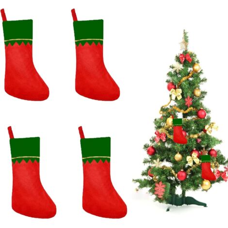 4er-Set Weihnachts-Kaminstrümpfe zum Verschenken in Grün und Rot