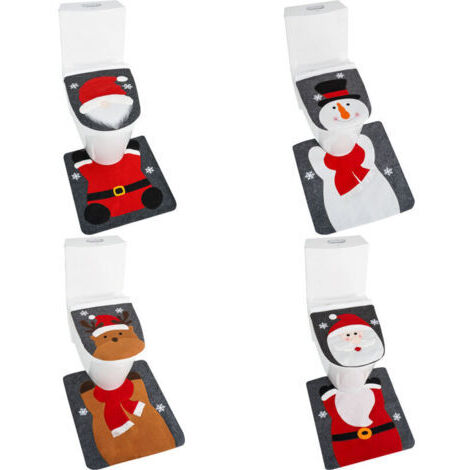 4er-Set Weihnachts-Toilettendeckel-Ornamente: Schneemann, gesichtsloser alter Mann, Weihnachtsmann, Elch – Toilettensitzbezug-Set für Badezimmerdekorationen